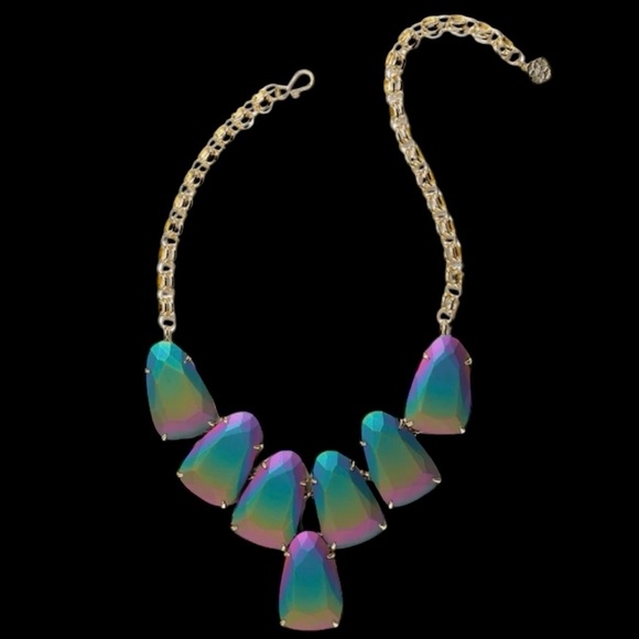 Kendra Scott Harlow Gold Necklace in Matte Galaxy Glass NWT
